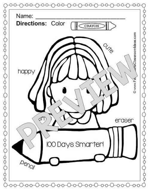  100th Day of School Color For Fun coloring pages from Fern Smith's Classroom Ideas at TeacherspayTeachers. 