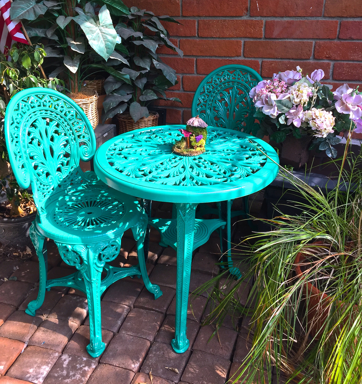 Keep Calm And Craft On Diy Refurbished Patio Furniture Make Over I Am So Happy With The Rust Oleum Gloss Protectant Enamel In Rich Jade Color And How Great It Made My Furniture Look