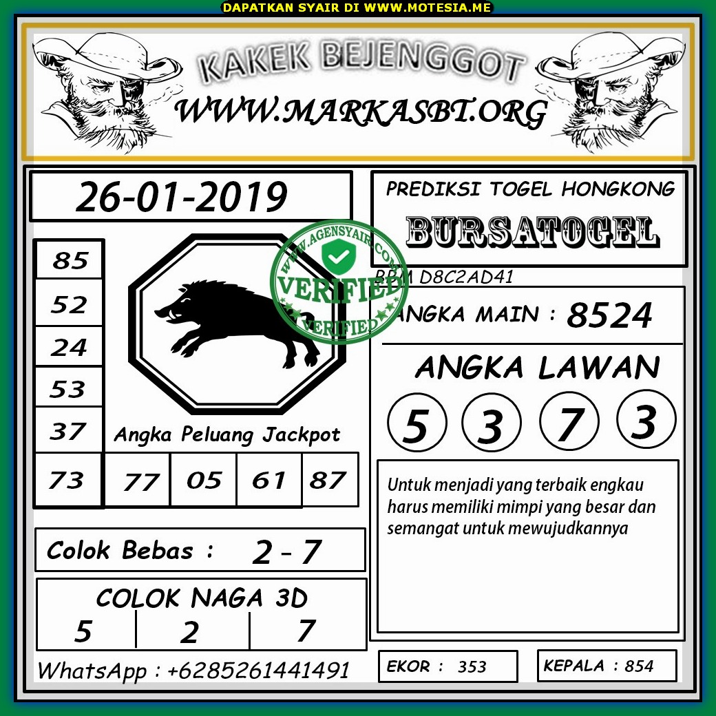 Syair HK Sabtu 26 Januari 2019 GOsyair SEDIA KODE SYAIR