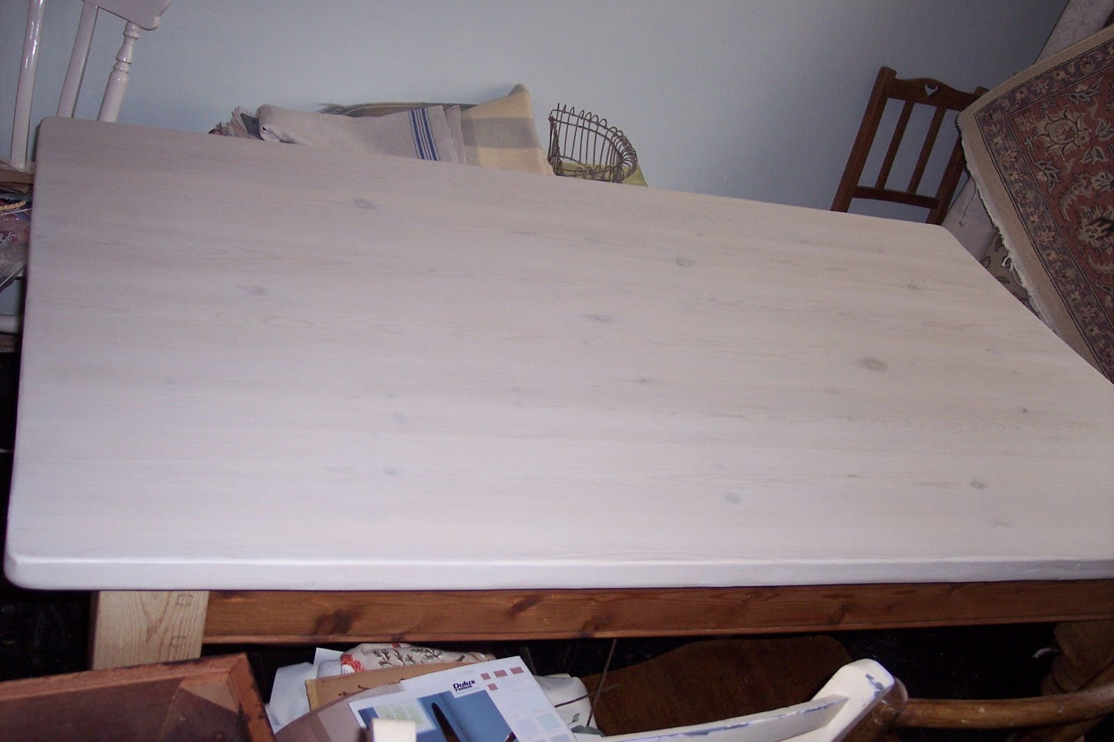 Paint and Style Wood bleach results...and a scrubbed pine table top