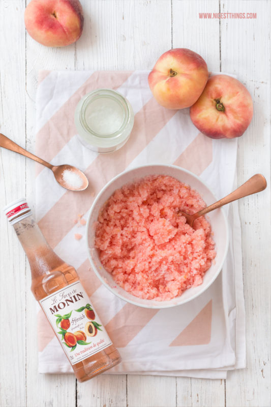 DIY Pfirsich Peeling Rezept #pfirsich #peeling #pfirsichpeeling #peach #scrub #peachscrub #diy #diykosmetik #diypeeling