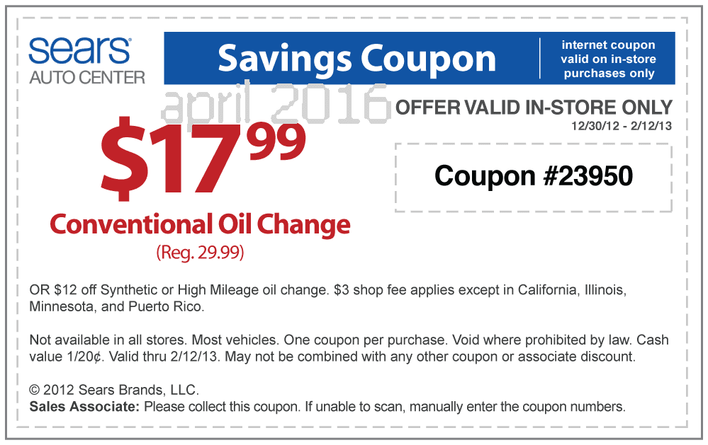 Printable discount coupons for sears