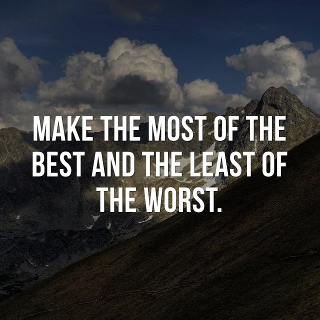 Make the most of the best and the least of the worst.