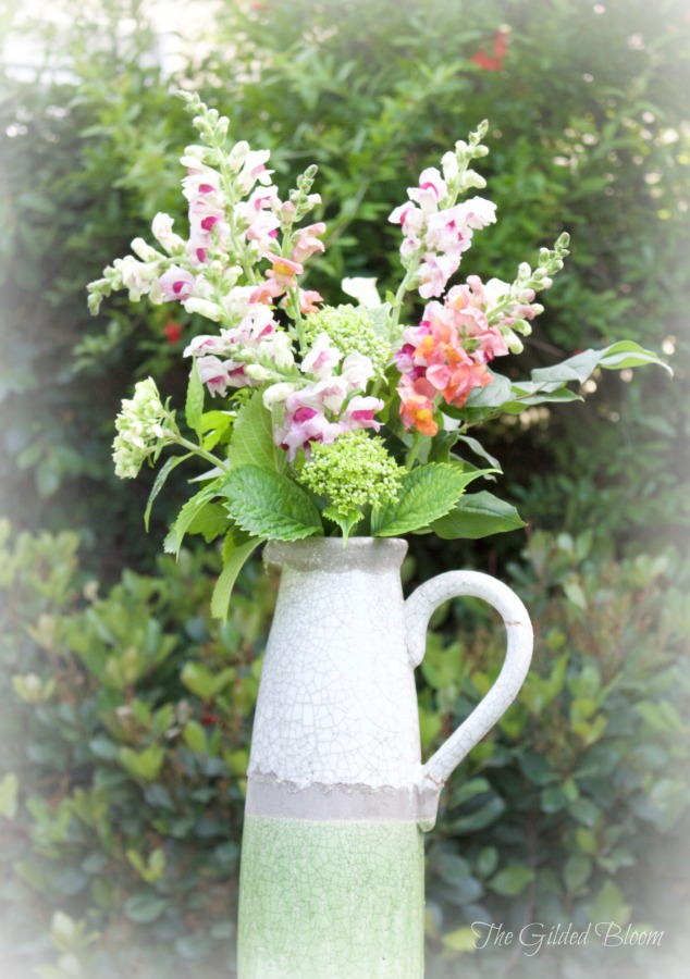 Cottage Garden Floral Arrangement- Snapdragons and Hydrangeas 