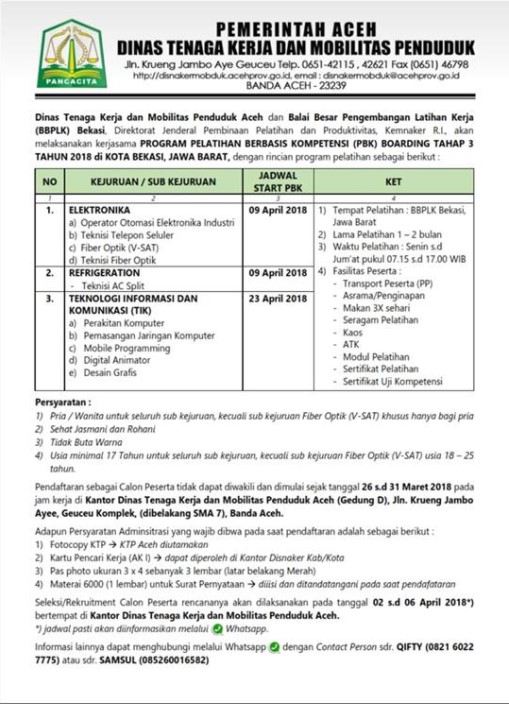 Pelatiah Kerja di Bekasi oleh Disnakermobduk Aceh Pelatiah Kerja di Bekasi oleh Disnakermobduk Aceh