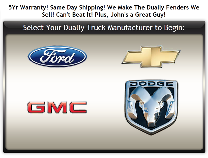 Aftermarket Fiberglass Dually Fenders Ford, Dodge Chevy, GMC Dually