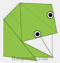Bước 6: Vẽ mắt để hoàn thành cách xếp con ếch bằng giấy origami đơn giản.