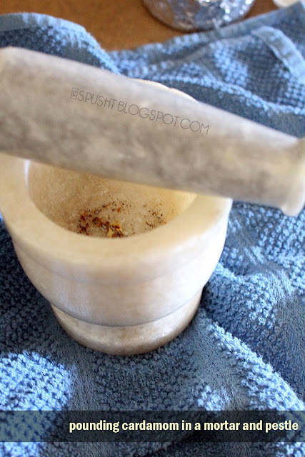 mortar and pestle for pounding cardamom