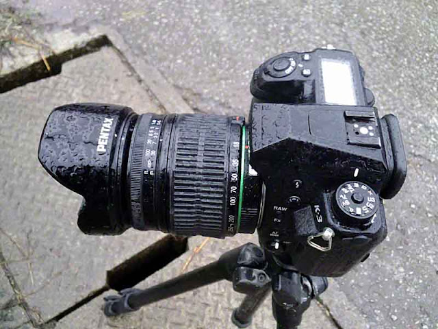 Pentax K3, camera, raindrops,tripod