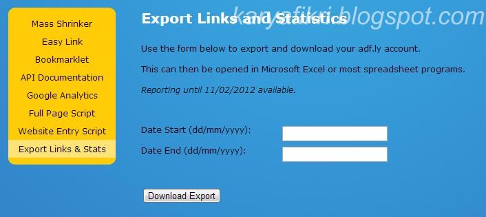 Export links and statistics - tips & trik adf.ly