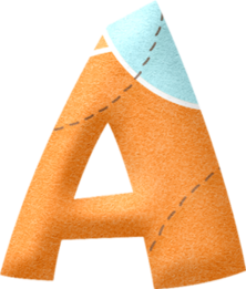 Alfabeto en Celeste y Naranja.