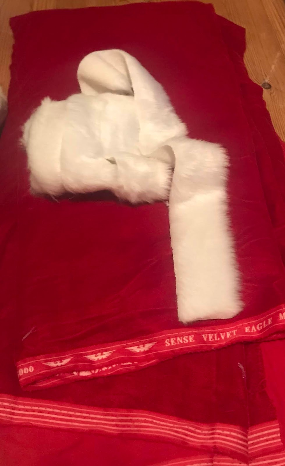 red velvet dress with white fur trim