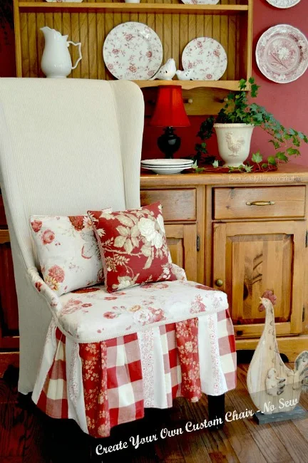 Patchwork chair skirt in country kitchen