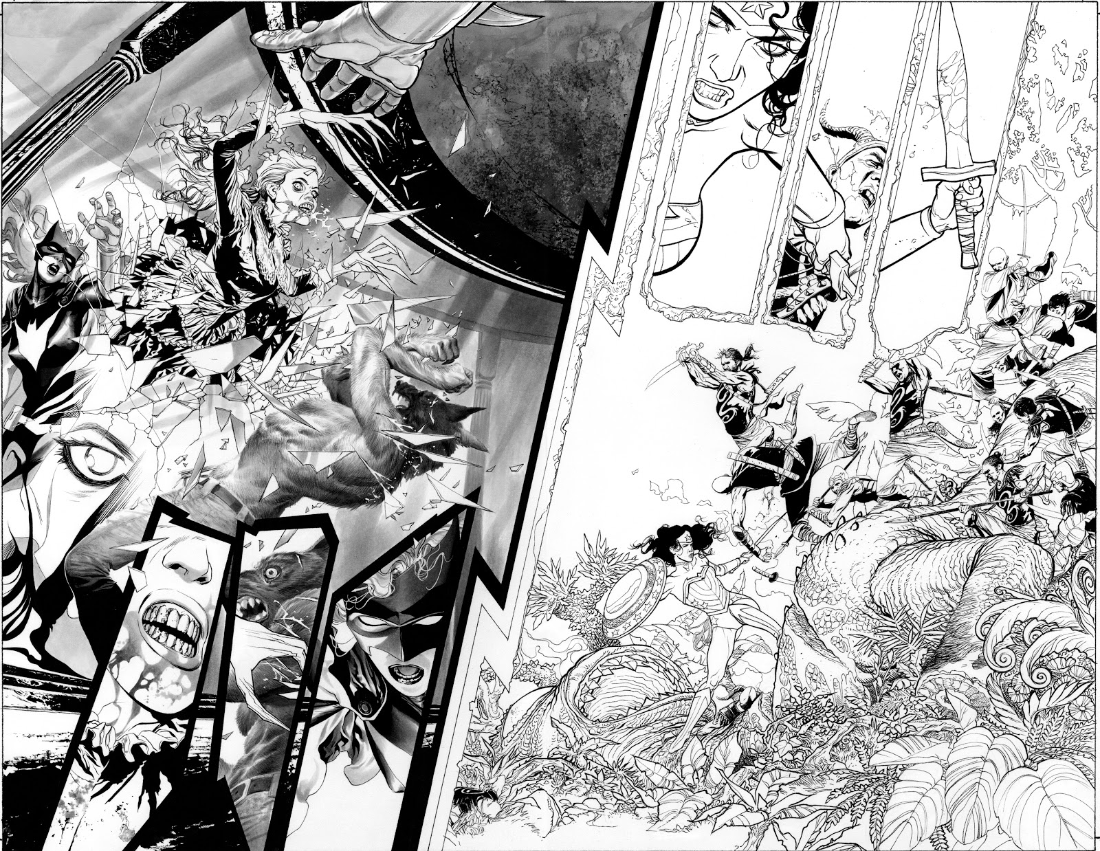 First i get the original black white artwork the art here is by the brilliant j h williams from batwoman 12 published by dc comics
