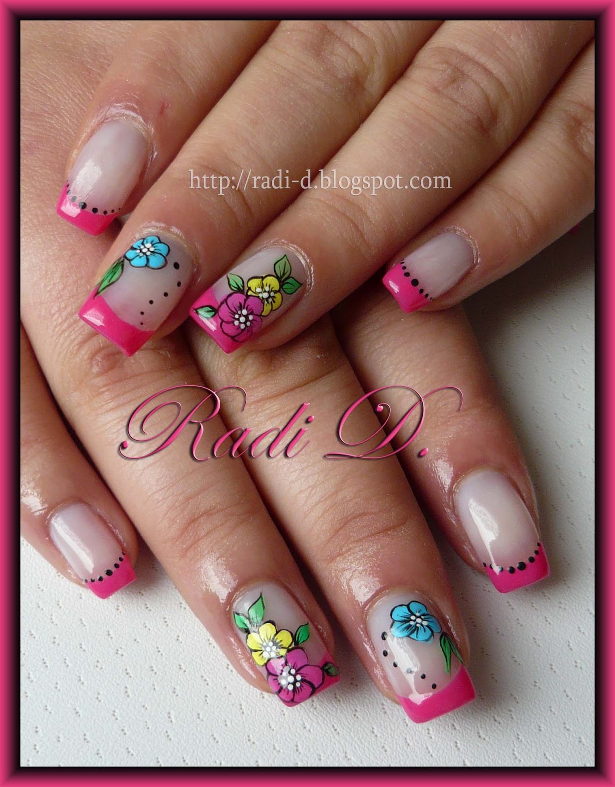 It`s all about nails: Hot Pink French & Flowers