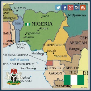 Nigerian flag with map of Nigeria
