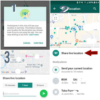 Cara share lokasi terkini di Whatsapp di smartphone