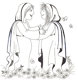 Visita de la Virgen María a su prima Isabel colorear