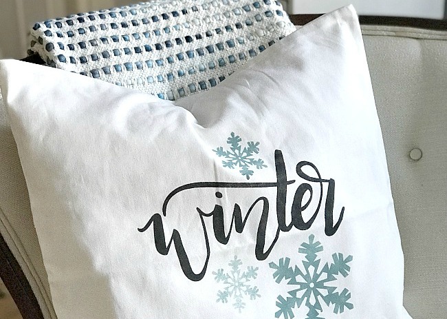 Stenciling a Winter Pillow Cover