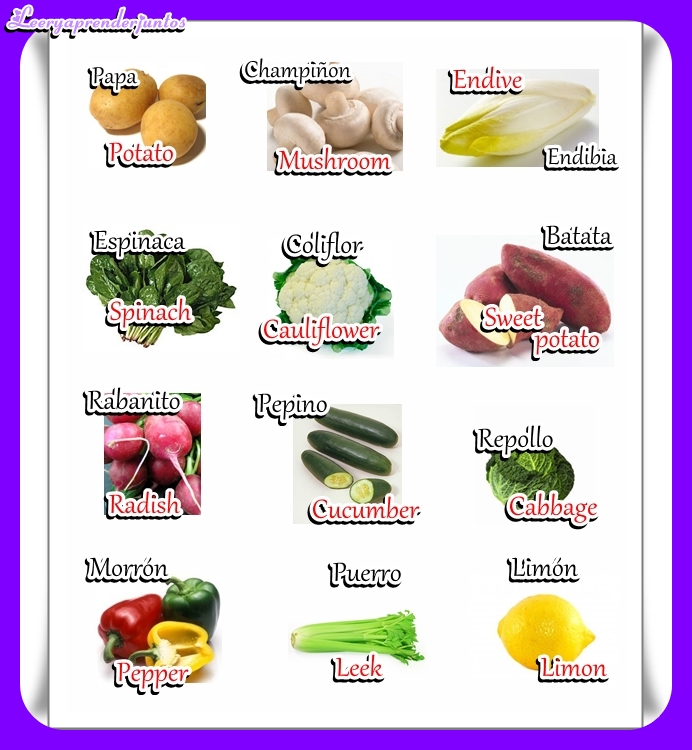 Leer y Aprender Juntos Verduras en Inglés Leer y Aprender Juntos Verduras en Inglés