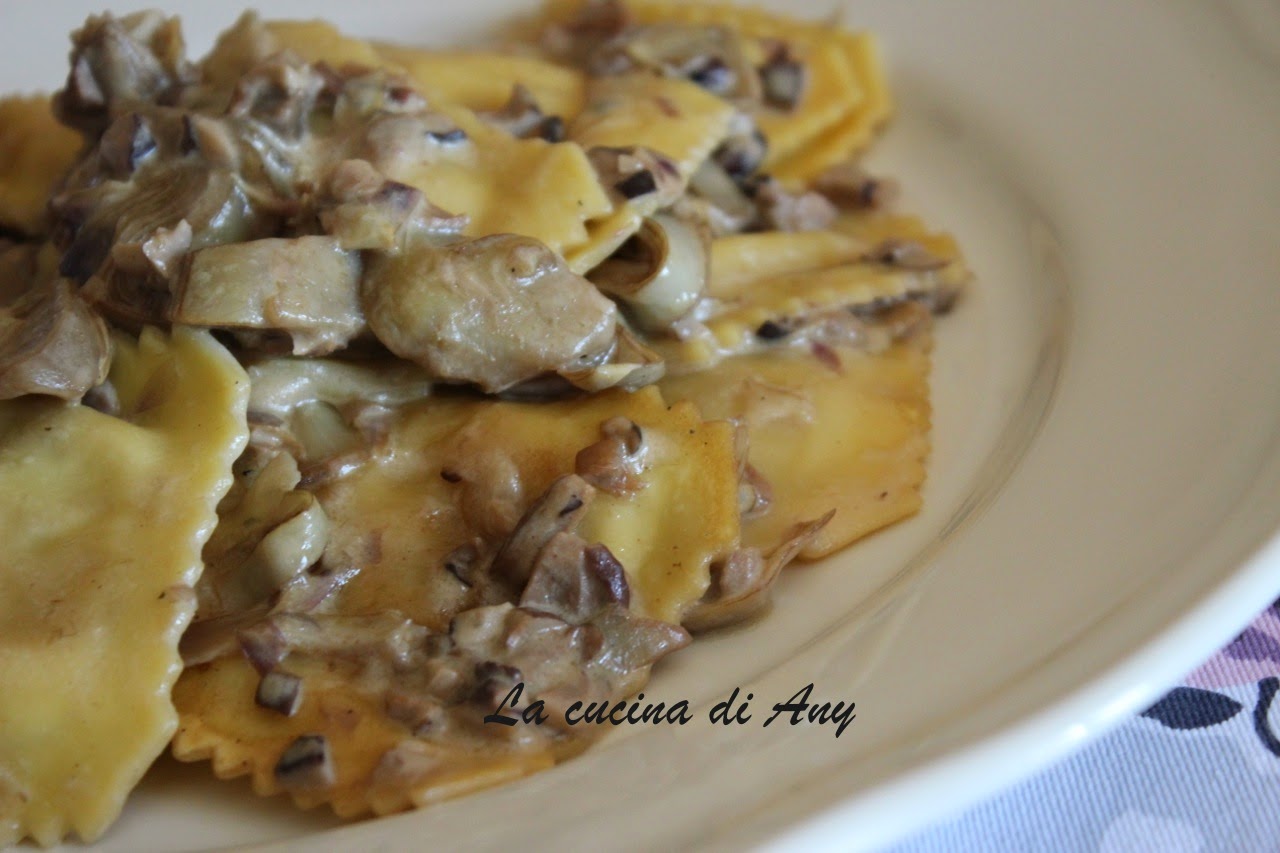 La cucina di Any Ravioli ai funghi porcini, carciofi e panna Ravioli