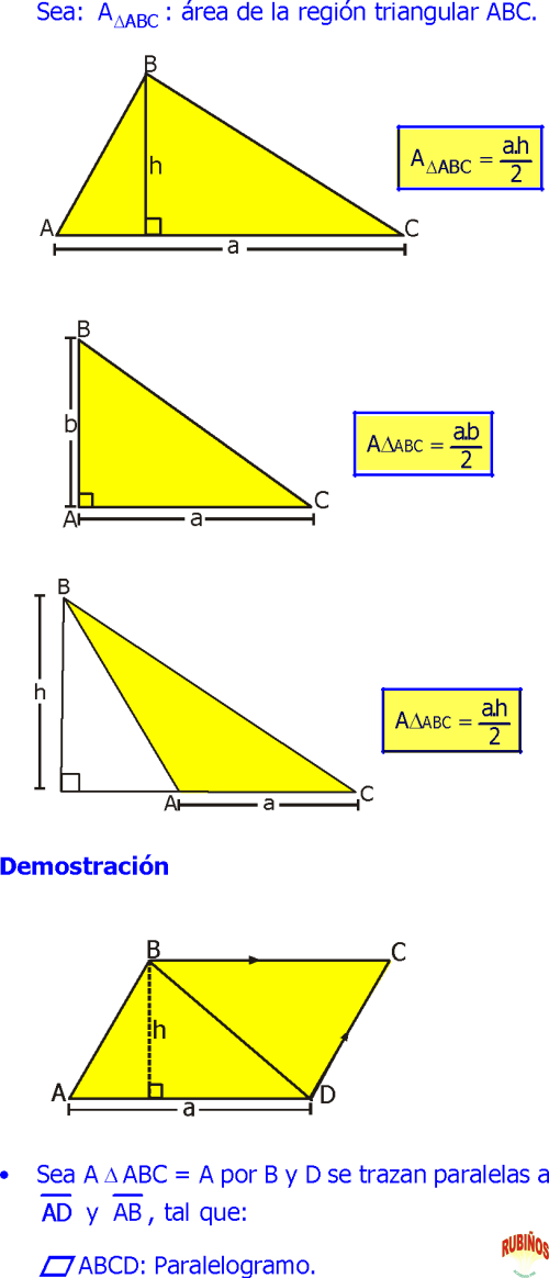 ÁREAS DE REGIONES TRIANGULARES FÓRMULAS Y PROPIEDADES DE GEOMETRIA