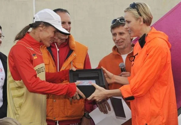 Princess Charlene attended the closing event of the 13th 'No Finish Line' charity 'run' in aid of charities for children, at Nouvelle Digue, Port Hercules in Monaco