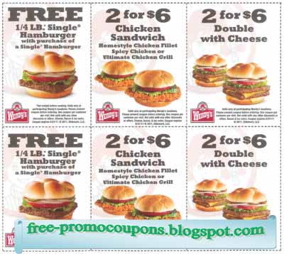 Wendy's hamburger coupons