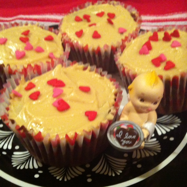 Ina Garten's Chocolate Cupcakes with Peanut Butter Icing for Valentine