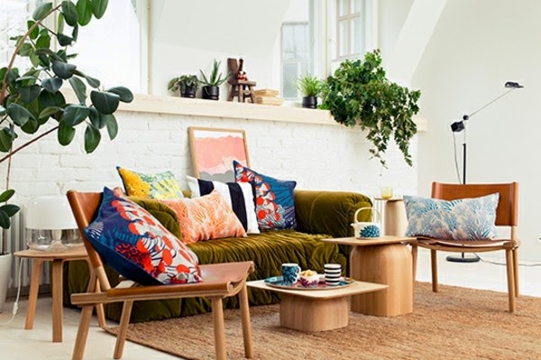 Color design in the living room and home furnishing trends 2015