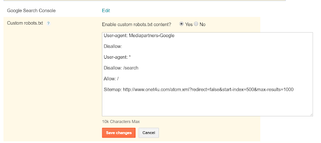 Enable Custom Robots txt &amp; robots header  On Blogger