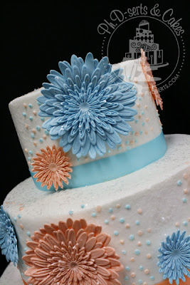 orange blue daisy wedding cake phdserts