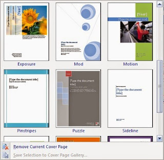 anda sanggup melengkapi dan mempercantik dokumen anda dengan cover yan tersedia Tutorial Cara menambahkan halaman cover di Microsoft Word 2007