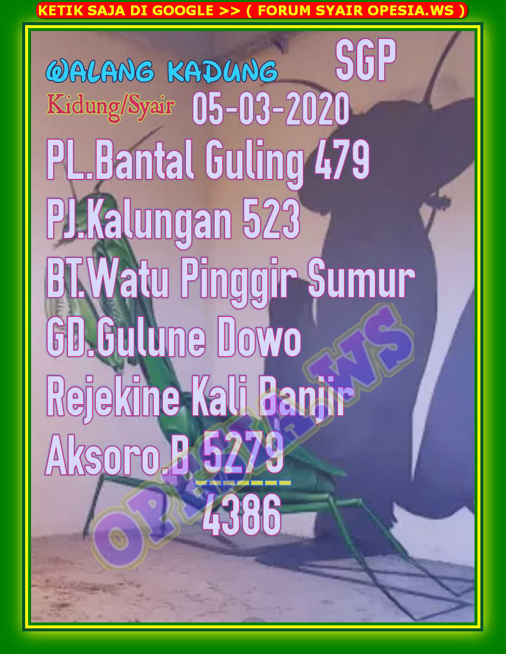 1 New Message Kode Syair Singapore 5 Maret 2020 Forum Syair Togel Hongkong Singapura Sydney