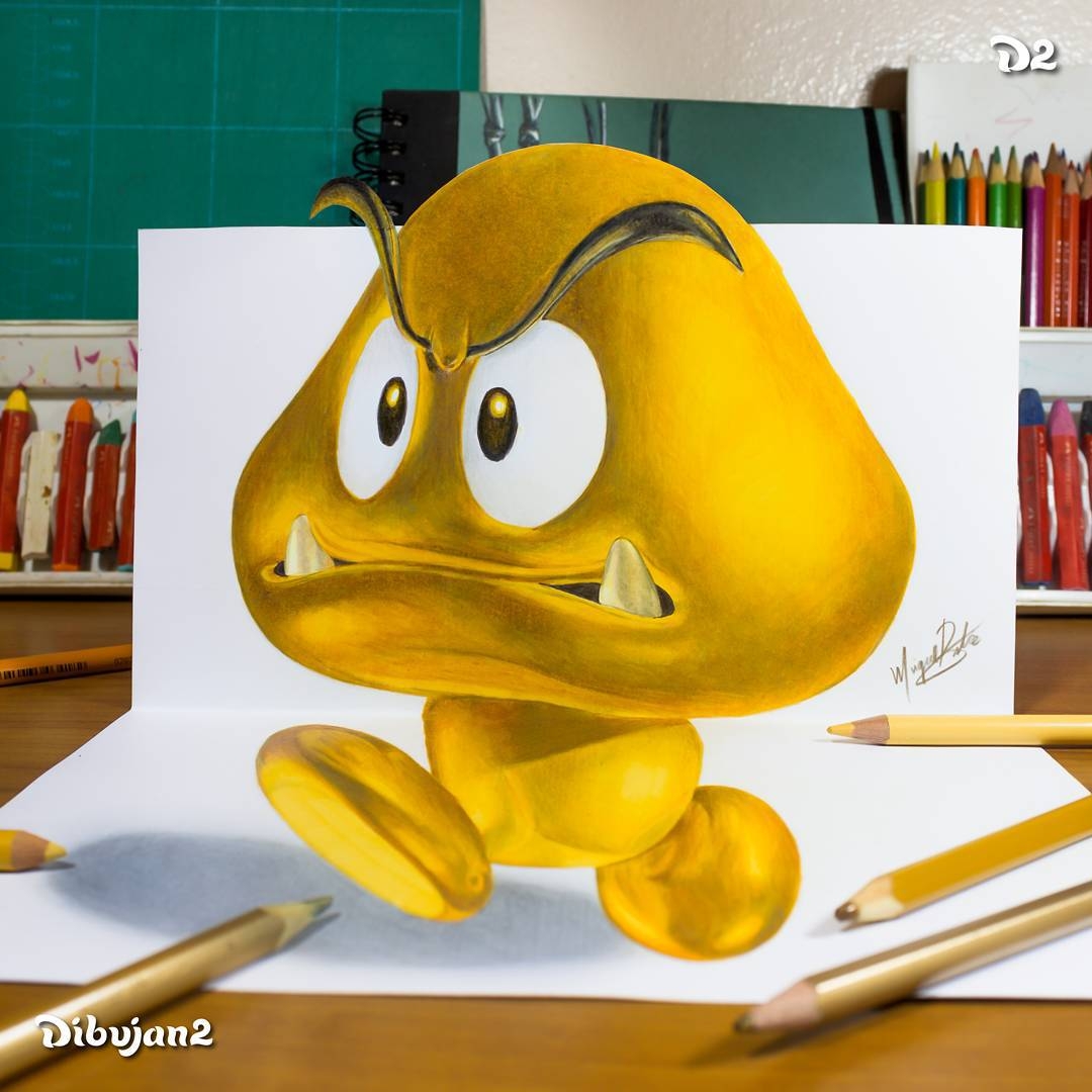 07-Gold-Goomba-Miguel-Brito-3D-Illusions-with-Drawings-and-Illustration-www-designstack-co