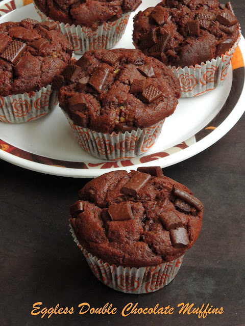 Double Chocolate Muffins, Eggless Chocolate Muffins