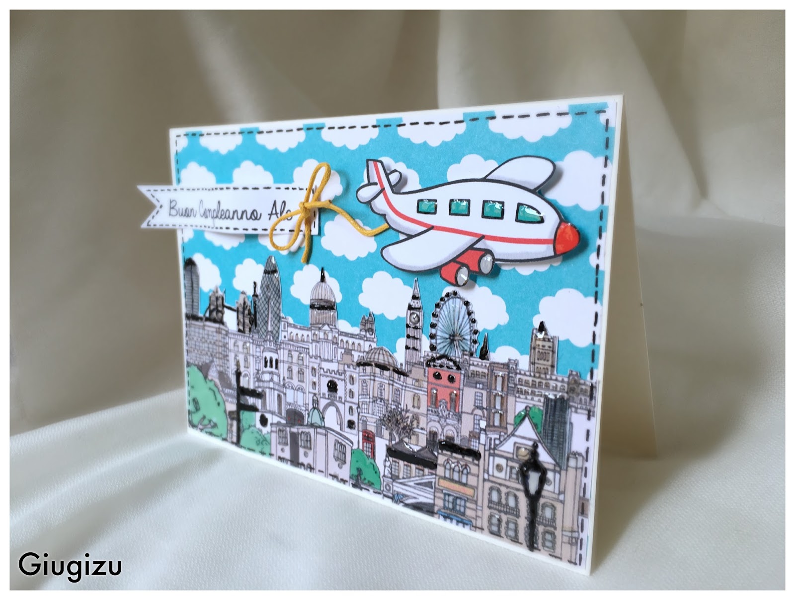 Handmade London themed birthday card Biglietto di compleanno fatto a