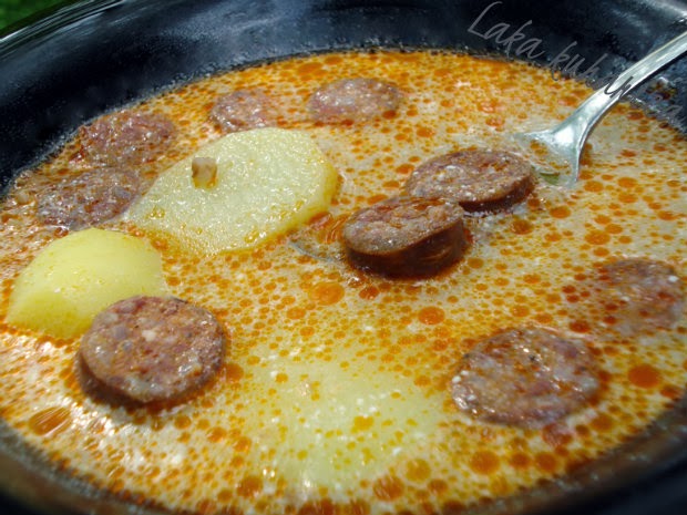 Laka kuharica: Croatian potato and sausage soup. One of the favorite Croatian soups that can be a meal in itself, ideal for cold days.