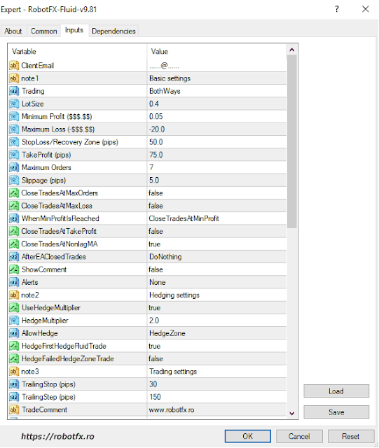 RobotFX Fluid Settings RobotFX Fluid Settings