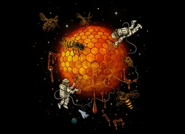 Ilustração de exploração de colmeia de abelhas