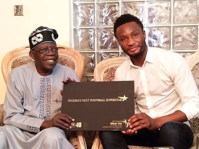 Super Eagles Captain, Mikel Obi Meets APC Leader Tinubu (Picture)