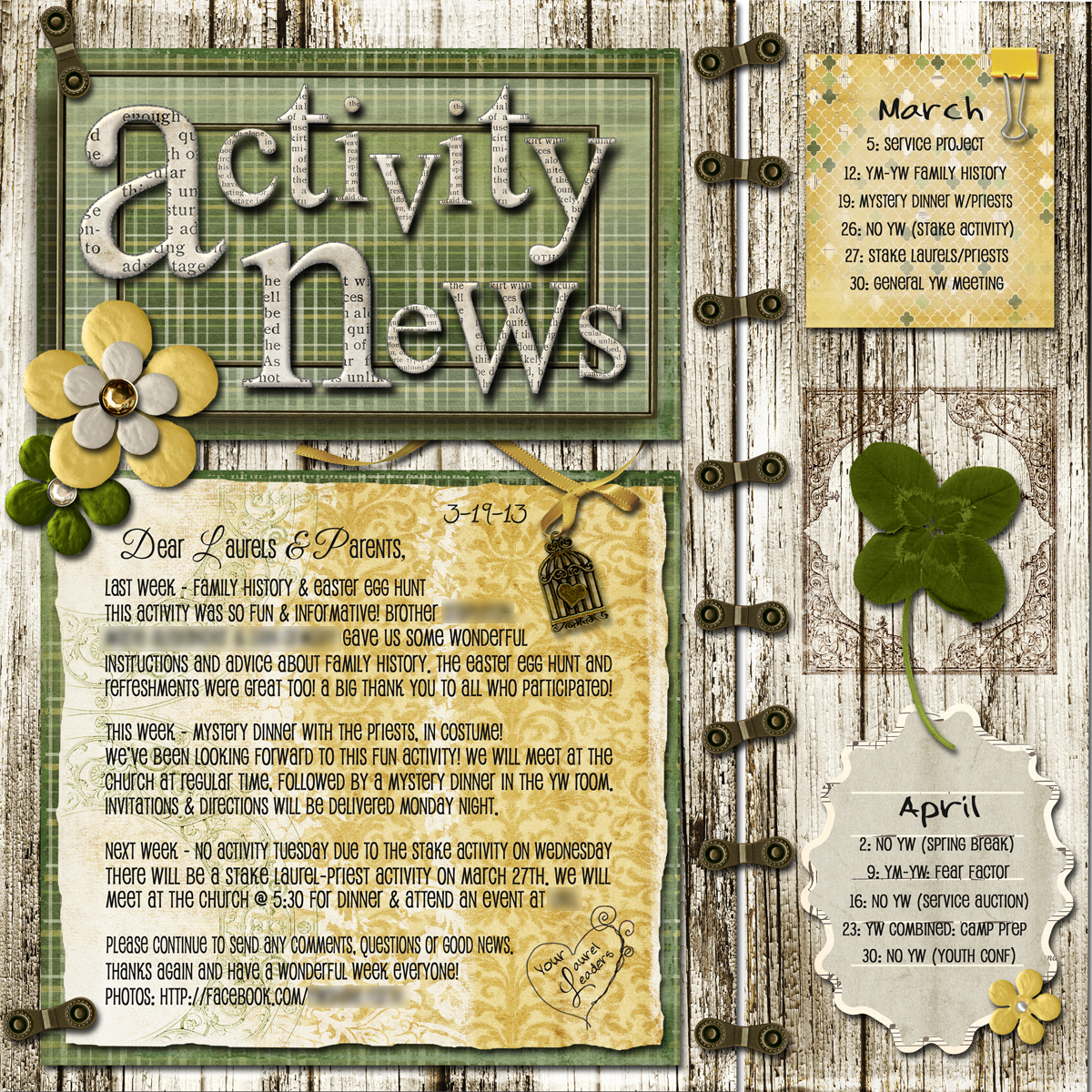 YW Designs Family History & Easter Egg Hunt