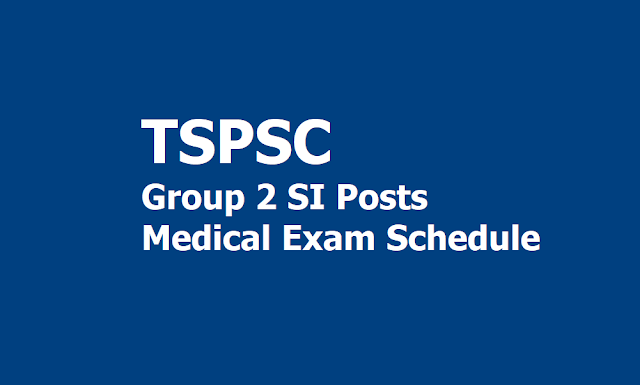 TSPSC Group 2 Prohibition & Excise Sub Inspector (SI) Posts Medical Examination Schedule 2019 TSPSC Group 2 Prohibition & Excise Sub Inspector (SI) Posts Medical Examination Schedule 2019