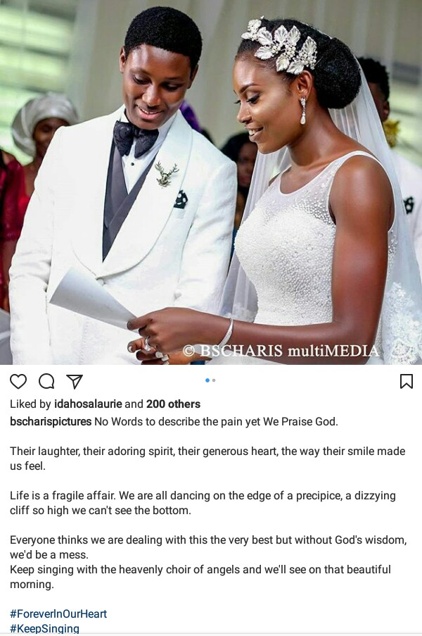 Wedding photographer of young newlywed Nigerian couple who died in car crash, mourns their death