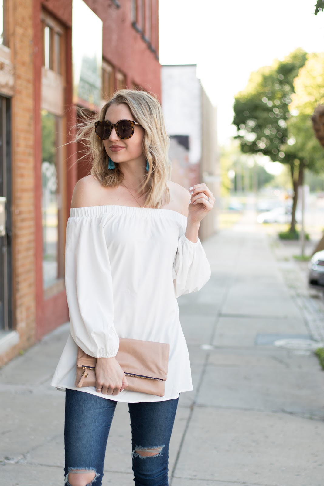 White off-the-shoulder top
