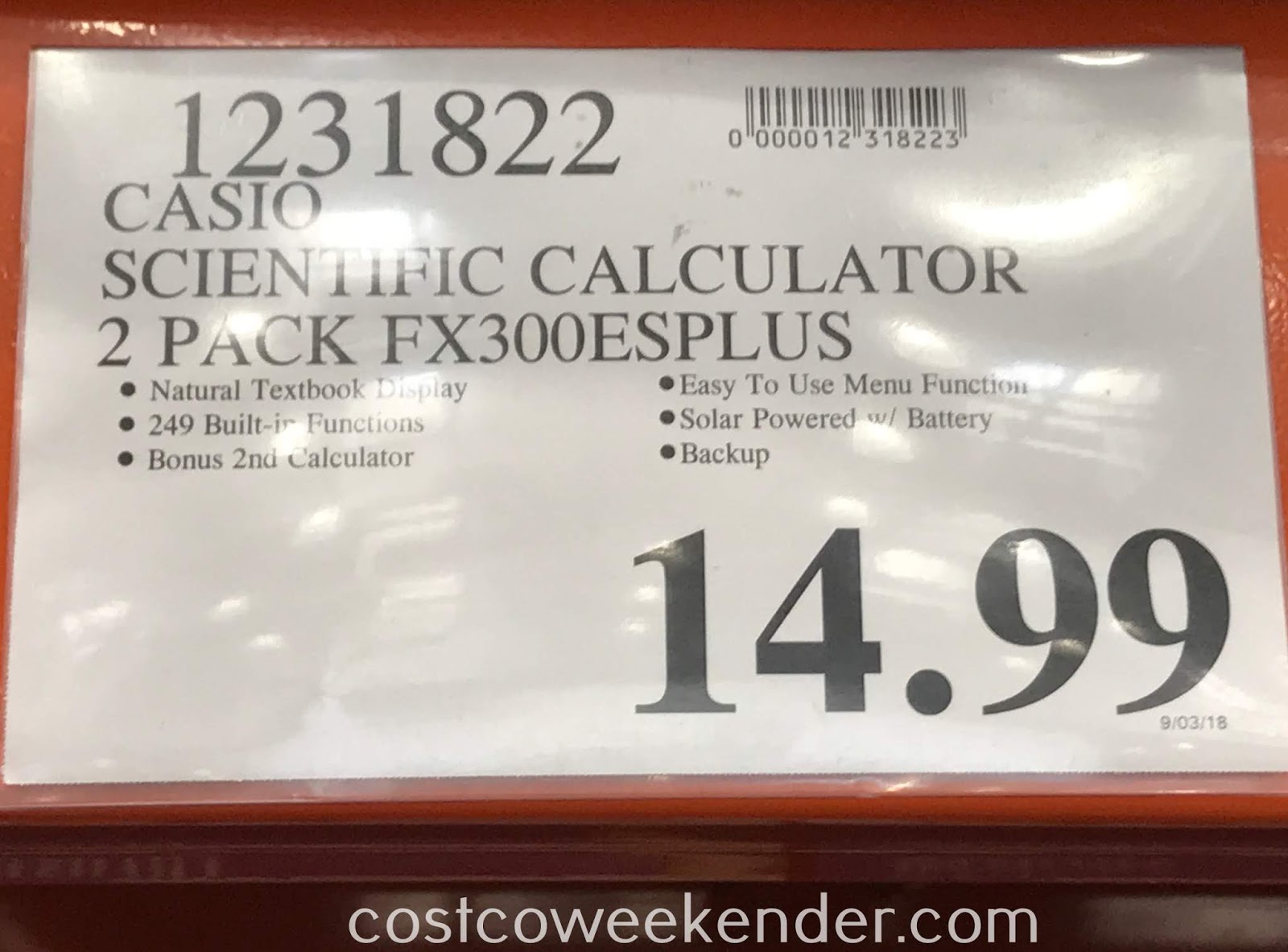 Casio Scientific Calculator fx300ES PLUS Costco Weekender