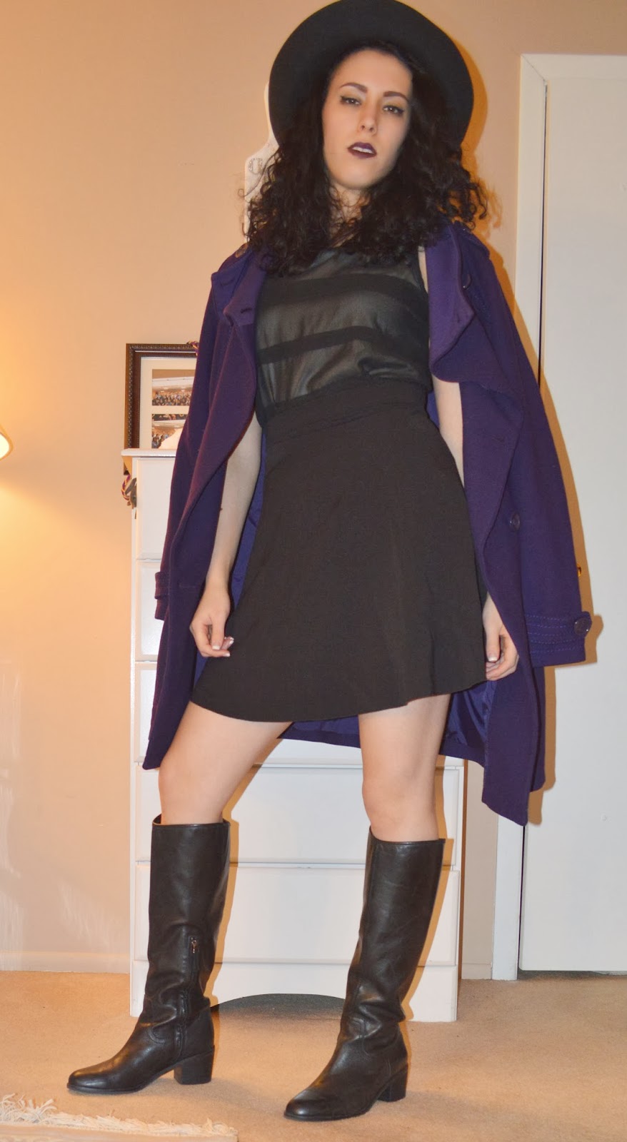 fashionALLI: Flare Skirt & Purple Peacoat