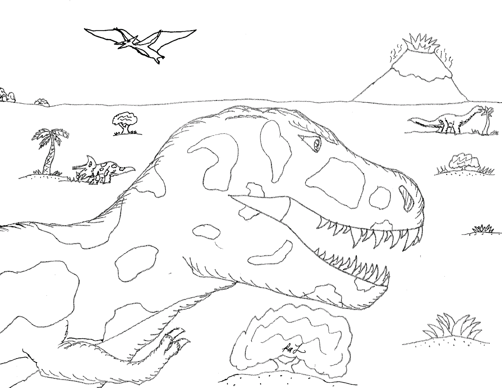 Download Robin's Great Coloring Pages: Top Predators of Cretaceous N.. America (T. rex and Tylosaurus)