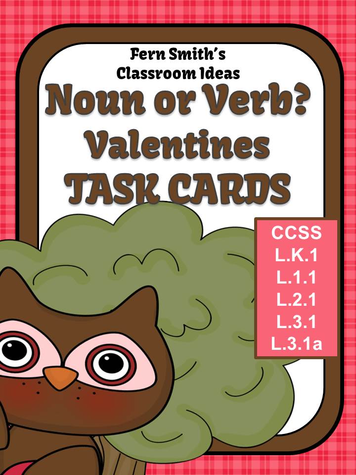 Fern s Freebie Friday Noun Or Verb Valentines Day Task Cards Fern Smith s Classroom Ideas 
