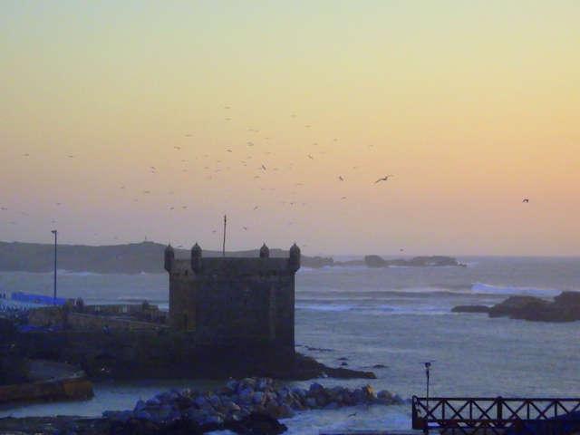View of the port of Essaouira at sunset View of the port of Essaouira at sunset